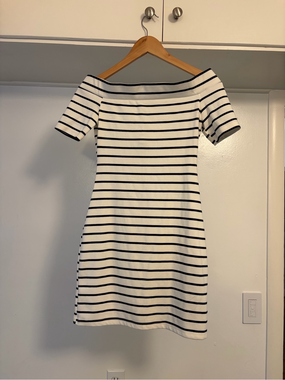 English Factory Black & White One-Shoulder Striped Dress